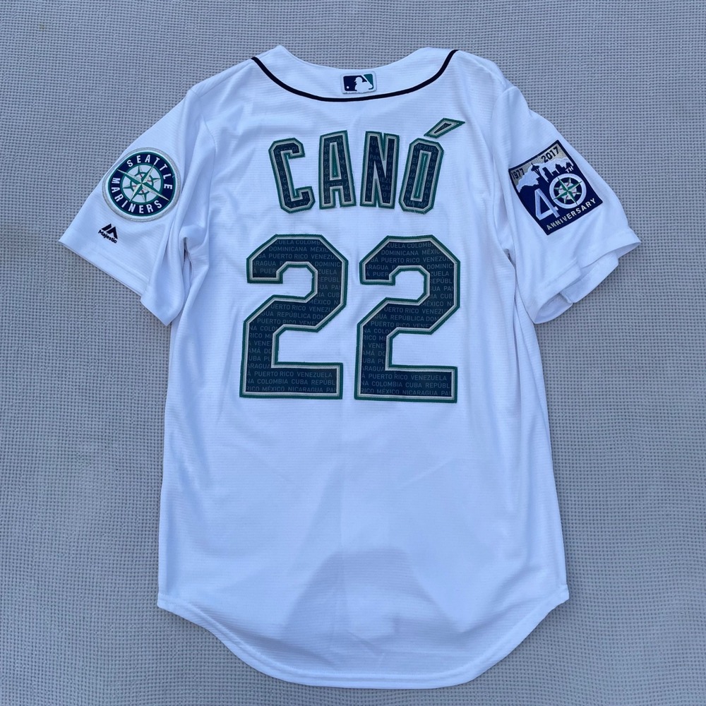 Majestic Seattle Mariners Robinson Cano #22 Marineros Jersey White L embroidered